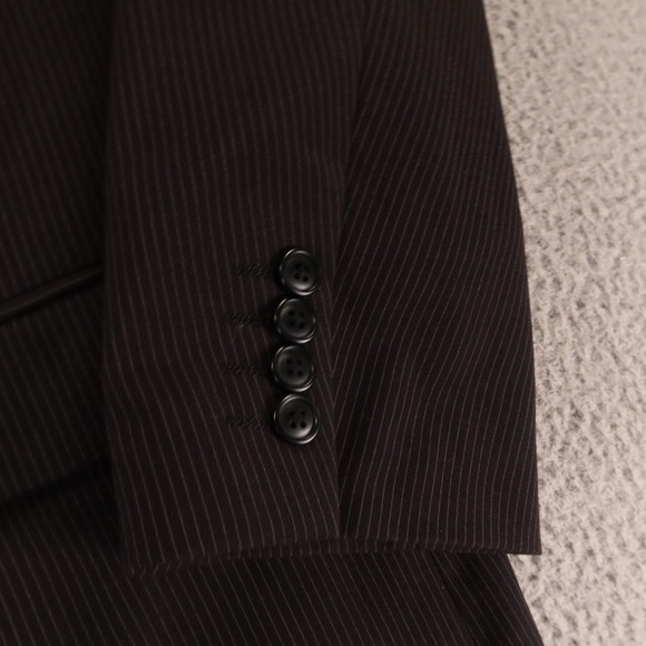 Adolfo Jacket M MT 42L Black Pinstripe High Twist Microtech Blazer Sport Coat - Picture 6 of 16